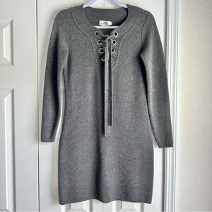 Vineyard Vines Sweater Dress Women's Size XS Gray 100% Merino Wool Tie Front